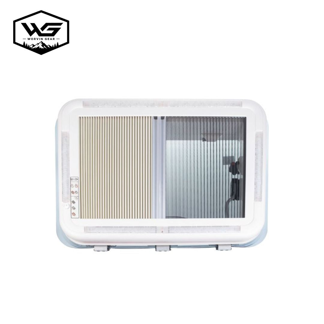 Clarabóia com LED, cortina blackout e rede mosquiteira, 700 x 500 mm
